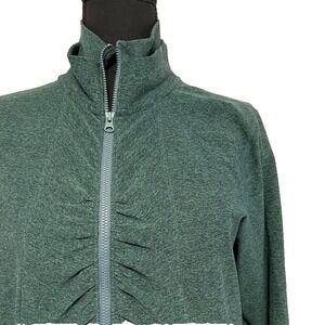 Zella Dark Green Full Zip Track Jacket Athletic thumb holes Running Yoga
